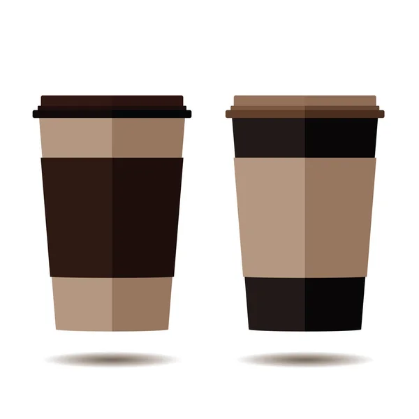 Tasse Café Jetable Couleur Brune Noire Isolée Sur Fond Blanc — Image vectorielle