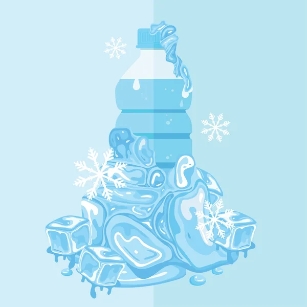 Wasserflaschen Die Kalt Sind Wasserflasche Die Kalten Eis Kühl Ist — Stockvektor