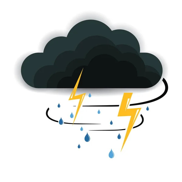 Wolkenregen Mit Gewitterregen Auf Weißem Hintergrund Dunkler Gewitterregen — Stockvektor