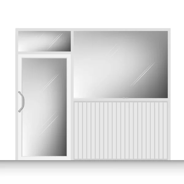 Beyaz Oda Arka Planında Kapı Kolu Cam Duvarı Olan Alüminyum — Stok Vektör