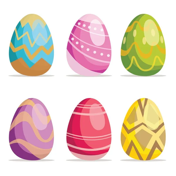 Easter Eggs Different Texture Isolated White Background — Stock Vector