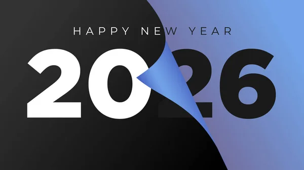 Cesur tipografi, siyah ve mavi gradyan arkaplan ve minimum modern tasarım, vektör illüstrasyonuyla 2026 yılınız kutlu olsun.