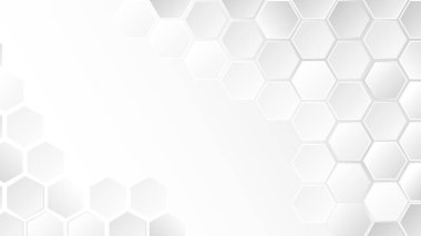 3D geometrik desenli asgari beyaz altıgen arkaplan, teknoloji, bilim ve modern tasarım kavramları için mükemmel, vektör çizimi