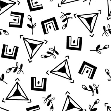 Soyut Bilimsel Üçgen ve Kare Şekilleri Vektörsüz Desen