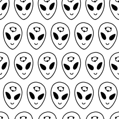 Uzaylılar Siyah ve Beyaz Vektörsüz Desenlerle Karşı Karşıyalar