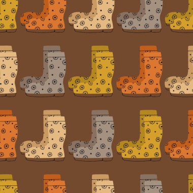 Sonbahar Uzun Çizmeler Vektör Kusursuz Desen