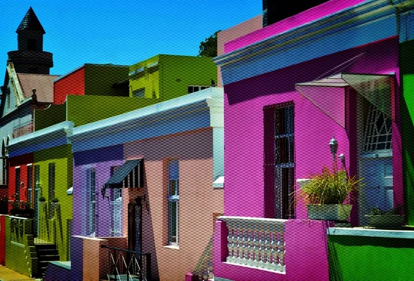 Paysage Avec Des Maisons Colorées Kaap Cape Town — Photo