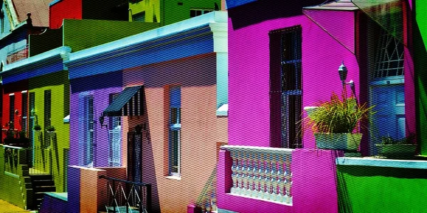 Paisagem Com Casas Coloridas Kaap Cidade Cabo — Fotografia de Stock