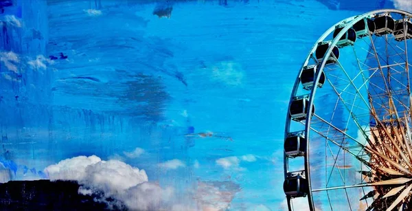 Paisagem Com Montanha Mesa Roda Ferris — Fotografia de Stock