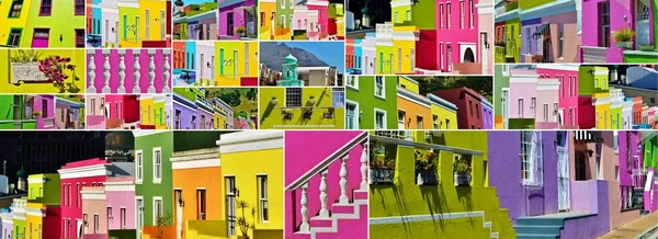 Paisagem Com Casas Coloridas Kaap Cidade Cabo — Fotografia de Stock