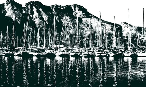 Paisaje Con Veleros Puerto Hout Bay — Foto de Stock