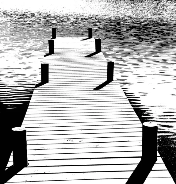 Landscape Wooden Landing Lake — Stock Photo, Image