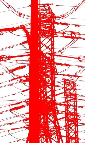 Zbliżenie Elektrycznych Linii Energetycznych — Zdjęcie stockowe