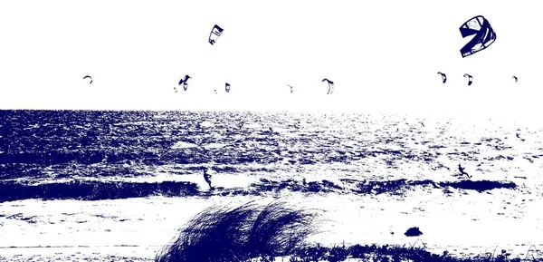 Seascape Kite Surfer Zabawy Oceanie Atlantyckim — Zdjęcie stockowe
