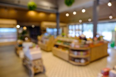 Arka plan olarak kullanılmak üzere Kafeterya veya Kafeterya 'nın bulanık veya Defocus görüntüsü