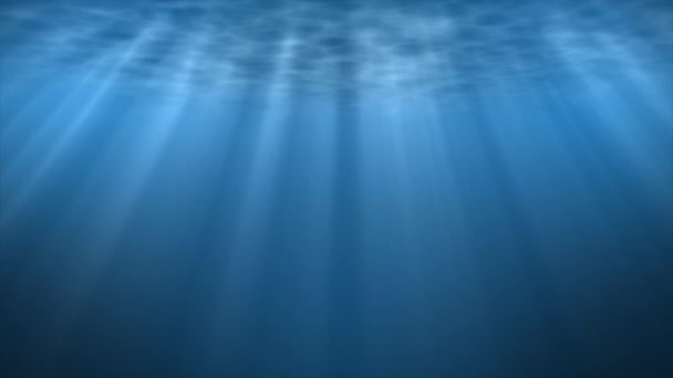 Podvodní Sluneční Paprsky Které Září Shora Pronikají Hlubokou Modrou Vodou — Stock video