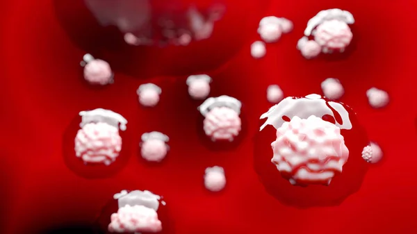 Stem Cells Immunotherapy Stem Cell floating freely with red background. 3D Rendering