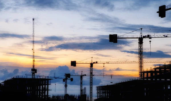 Silhouette Construction Site Background — Stock Photo, Image