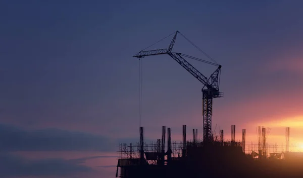 Silhouette Construction Site Background — Stock Photo, Image