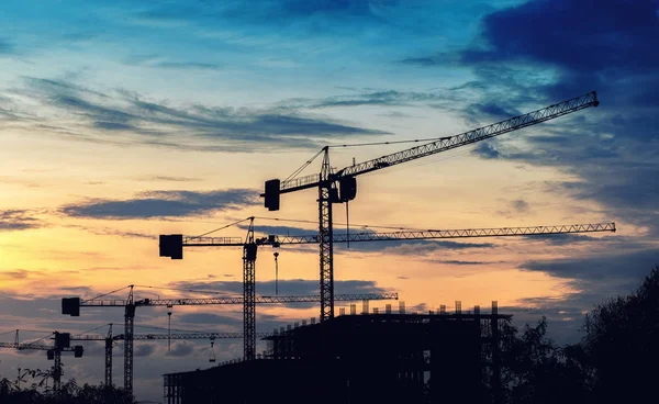 Silhouette Construction Site Background — Stock Photo, Image