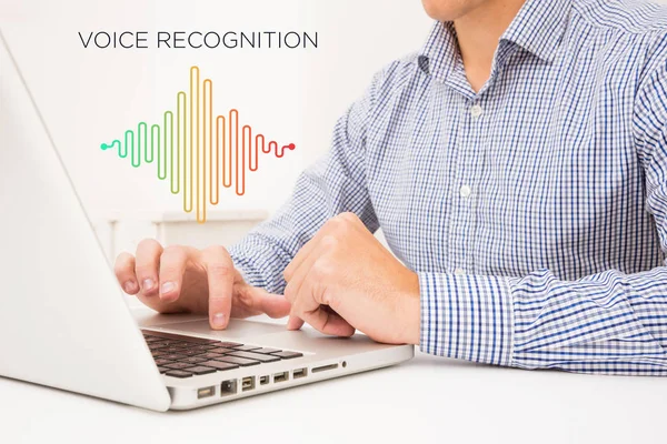 Voice recognition, Speech detect and deep learning concept.