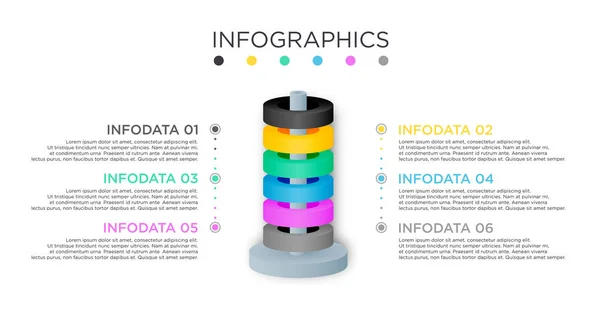 Modèle Graphique Business Info Cylindre Design Avec Étiquette Titres — Image vectorielle