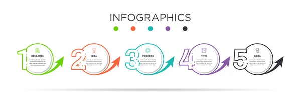 Modelo Gráfico Informações Negócios Design Círculo Com Etiqueta Passos Opções —  Vetores de Stock