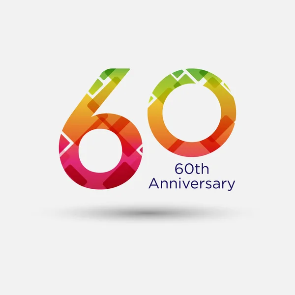 Logo veya simge yıldönümü renkli modern desenli. Düz logosunun konsepti. 60 yıl yıldönümü.
