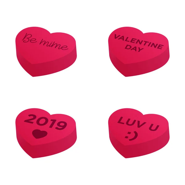 Isometrisches Valentinsherz Mit Romantischem Text Wie Luv You Valentine Day — Stockvektor