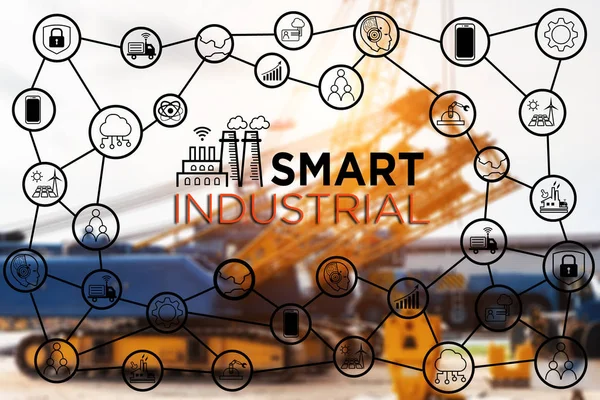 Smart Industriell Grafik Med Stor Kran Park Gården Område — Stockfoto