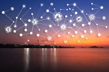 Sanayi simge model siluet inşaat sitesi peyzaj üzerinde.