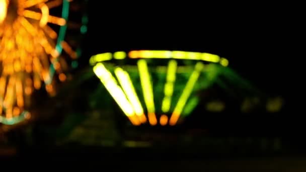 Amusement Park Bokeh Cityscape Night Time — Stock Video