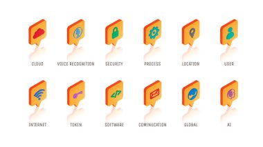 3D graphic internet and technology icon.