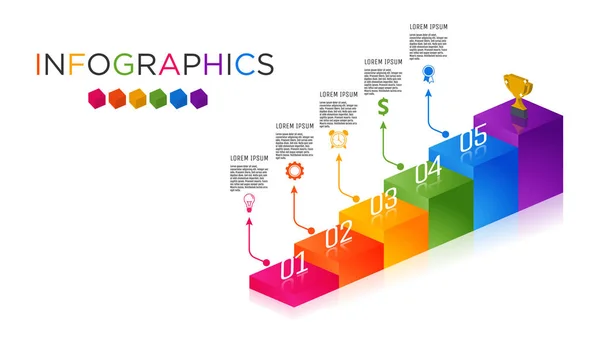 Infografik-Vorlage für farbige Geschäftsetiketten. — Stockvektor