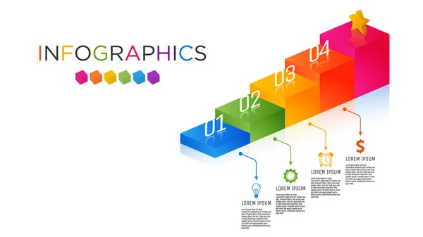 Infografik-Vorlage für farbige Geschäftsetiketten. — Stockvektor