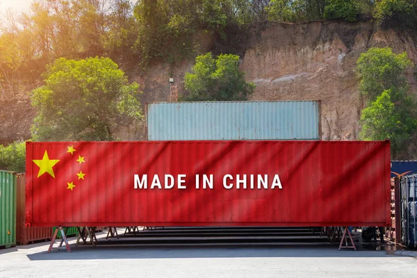Trade war, Made in CHINA smart logistic concept. Shipping Cargo business Container import and export company for Logistics and Transportation. Factory move from CHINA.