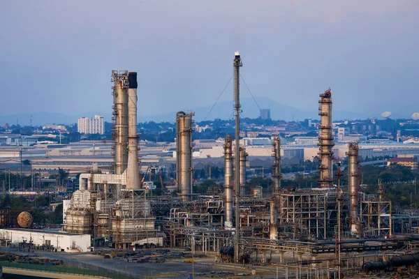 Petrochemical industry area. Petrochemical industry on Twilight sky, Energy power station area.