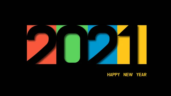 2021年新年标志 祝您新年快乐 2021年新年 新年快乐2021年的设计 色彩艳丽的日历或网页横幅假日背景 2021年庆祝活动 — 图库矢量图片