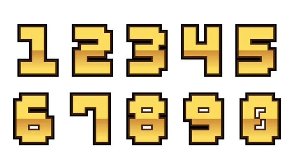 Conjunto Fonte Elegant Gold Color Number Tipografia Número Dourado Definido —  Vetores de Stock