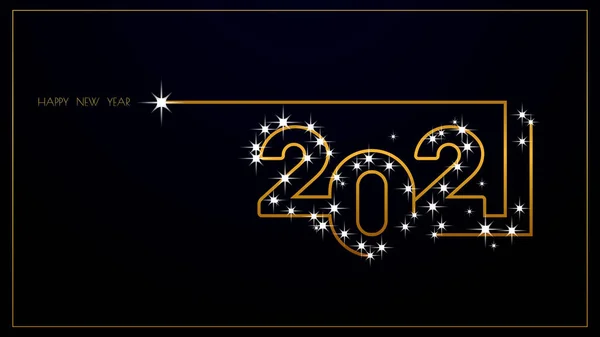 奢华2021新年快乐雅致的设计 黑色背景上2021年金色标识数字的图形 2021年设计和新年庆祝的Gloden排版 — 图库矢量图片
