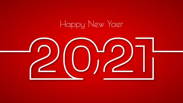 新年快乐2021年创意贺卡设计风格扁平 背景为红色阴影 — 图库矢量图片