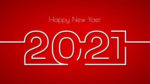 Mutlu yıllar 2021. Yaratıcı tebrik kartı tasarımı. Kırmızı arka planda gölgesi olan düz stil..