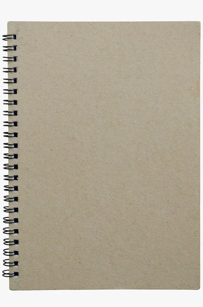 Brown Wirebound Notebook Isolado Fundo Branco — Fotografia de Stock