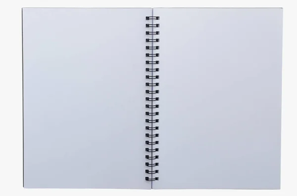 Ноутбук Wirebound Open Blank Paper Page Изолированный Белом Фоне — стоковое фото