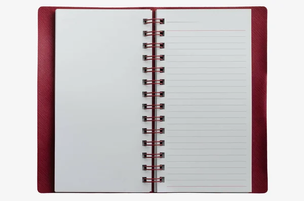 Wirebound Notebook Open Geïsoleerd Witte Achtergrond — Stockfoto