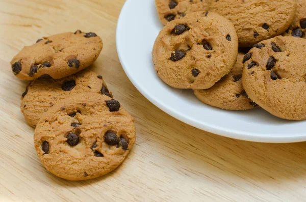 Chocolate Chips Cookies Fácil Lanche Para Tempo Pausa — Fotografia de Stock