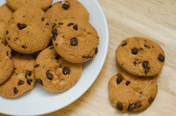 Chocolate Chips Cookies Fácil Lanche Para Tempo Pausa — Fotografia de Stock