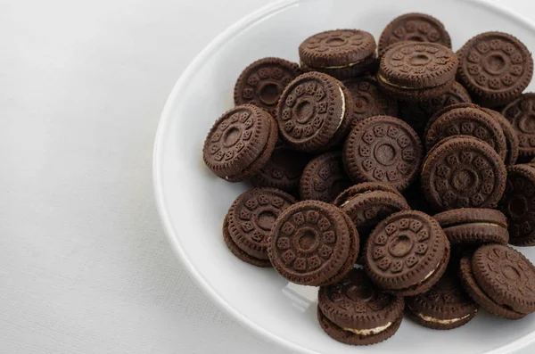 Pequenos Biscoitos Chocolate Fácil Lanche Para Relaxar Tempo — Fotografia de Stock