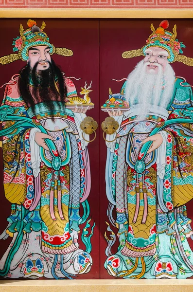 Art Guardians Wood Door Chinese Shrine — Stock Photo, Image