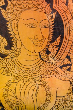 Gild Lacquer Klasik Tayland Geleneksel Sanat Tarzı Sanatı.